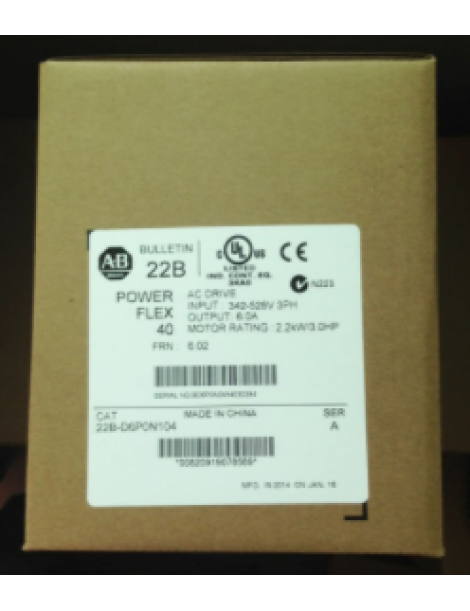  22B-D2P3N104 PowerFlex 40 AC Drive 0.75kW 1.0HP Frn 6.02 Tested
